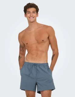 Pocketed Seersucker Swim Shorts
