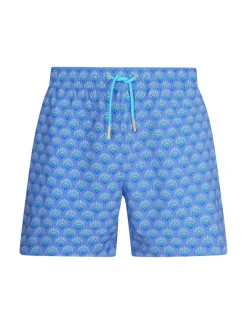 Pocketed Shell Print Swim Shorts