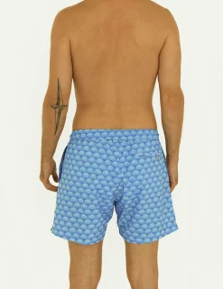 Pocketed Shell Print Swim Shorts