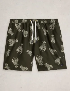 Pocketed Shrimp Print Swim Shorts
