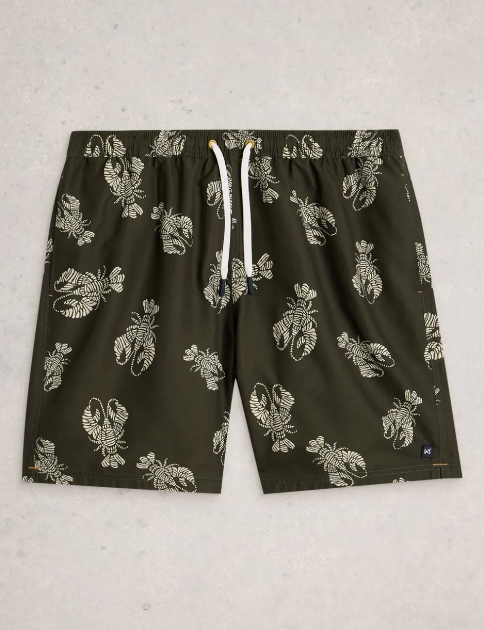 Pocketed Shrimp Print Swim Shorts