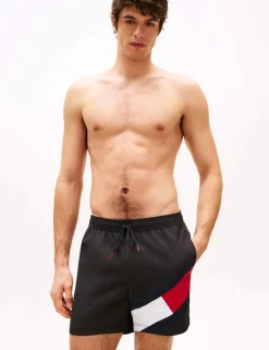 Pocketed Signature Flag Swim Shorts