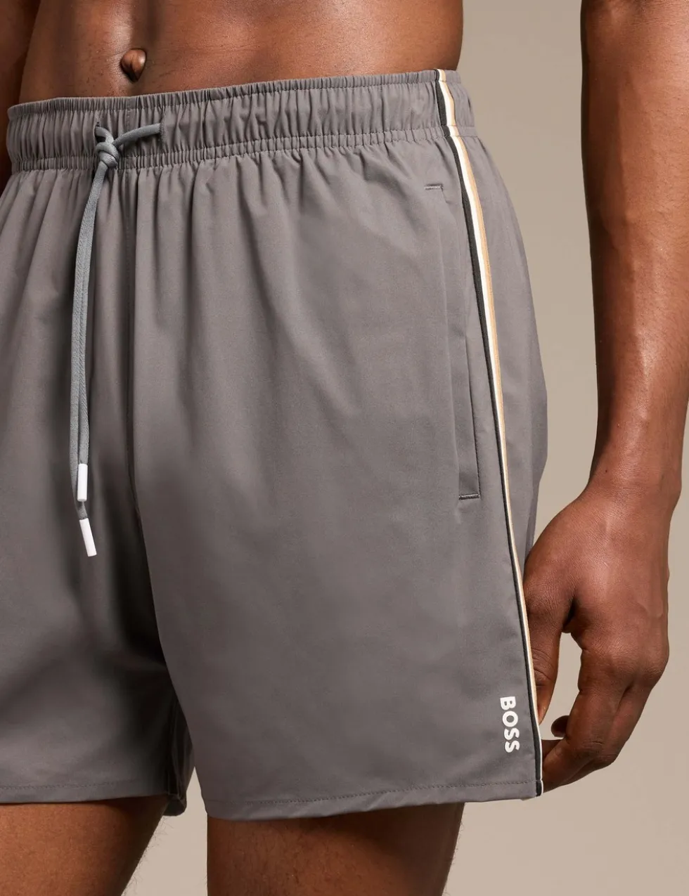 Pocketed Signature Stripe Swim Shorts