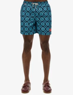 Pocketed Tile Print Swim Shorts