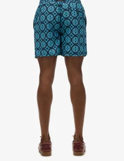 Pocketed Tile Print Swim Shorts
