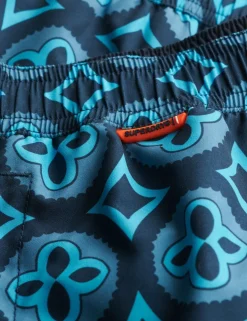 Pocketed Tile Print Swim Shorts