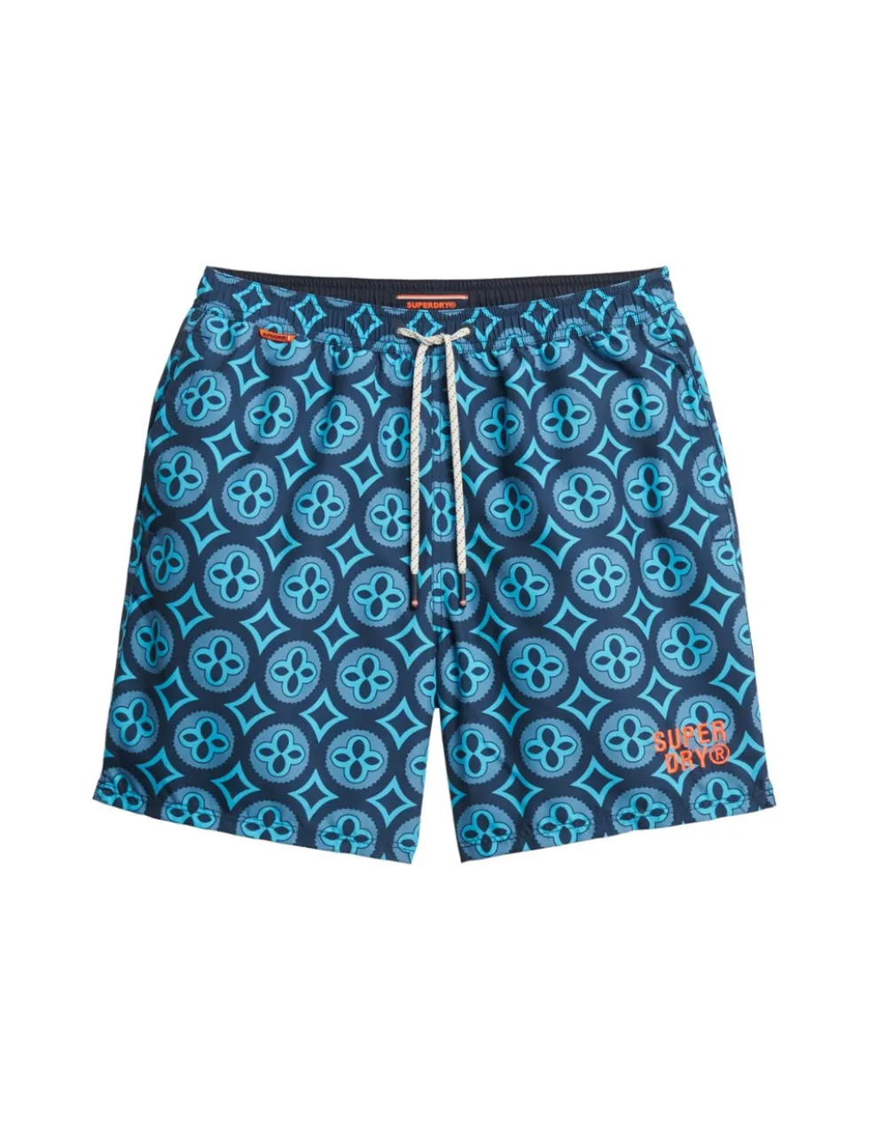 Pocketed Tile Print Swim Shorts
