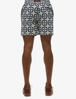 Pocketed Tile Print Swim Shorts