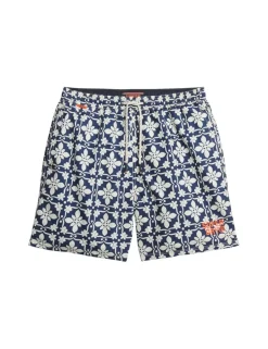 Pocketed Tile Print Swim Shorts