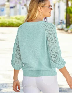 Pointelle V-Neck Jumper