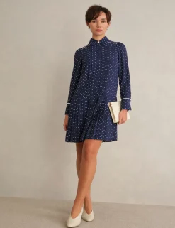 Polka Dot Collared Mini Shirt Dress