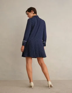 Polka Dot Collared Mini Shirt Dress