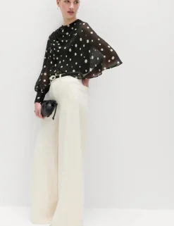 Polka Dot Drape Detail Blouse