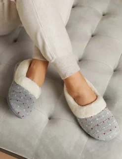 Polka Dot Faux Fur Lined Slippers