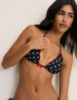 Polka Dot Frill Edge Triangle Bikini Top