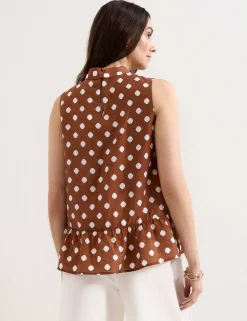 Polka Dot High Neck Blouse