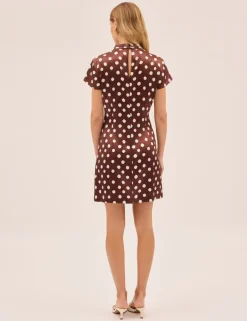 Polka Dot High Neck Mini Bodycon Dress