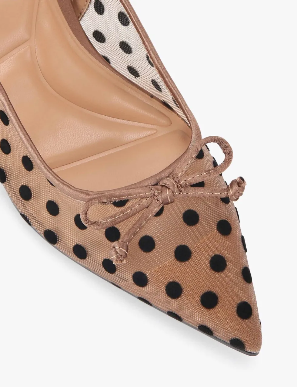 Polka Dot Mesh Stiletto Heel Slingback Shoes