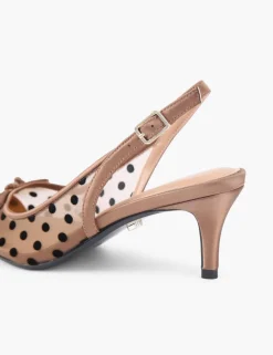 Polka Dot Mesh Stiletto Heel Slingback Shoes
