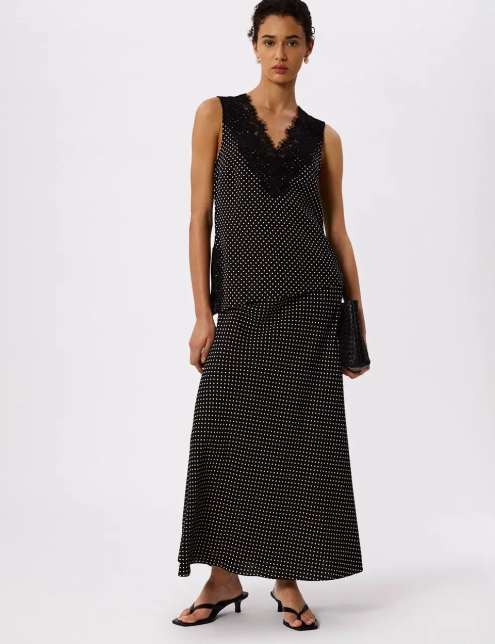 Polka Dot Midi A-Line Skirt