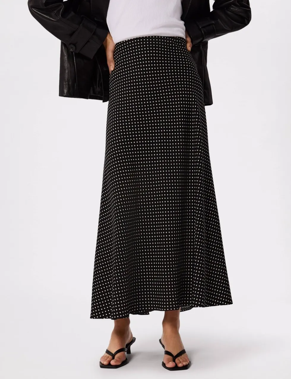 Polka Dot Midi A-Line Skirt