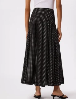 Polka Dot Midi A-Line Skirt