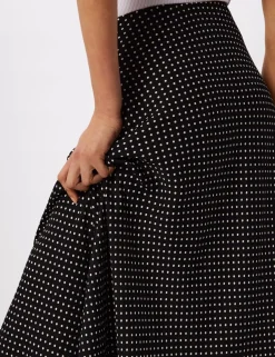 Polka Dot Midi A-Line Skirt