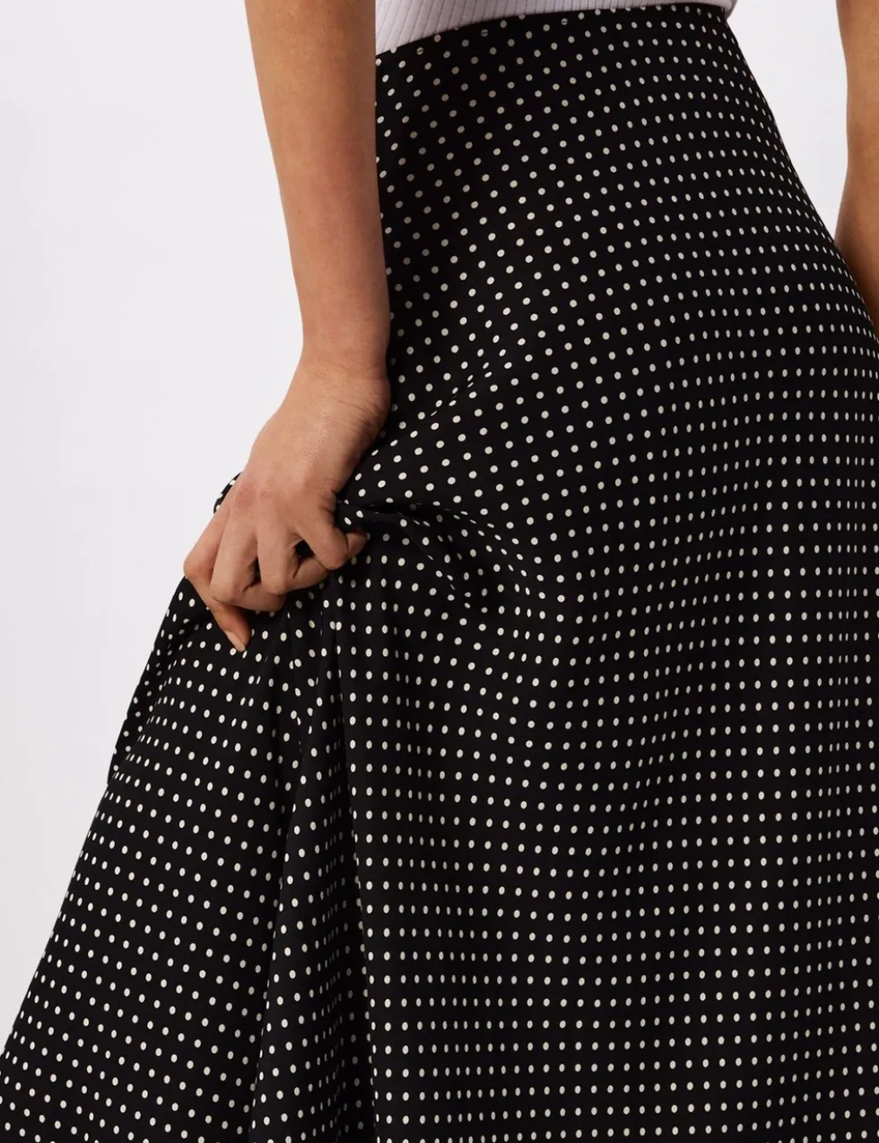Polka Dot Midi A-Line Skirt