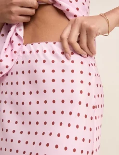 Polka Dot Midi Slip Skirt