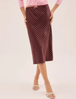 Polka Dot Midi Slip Skirt