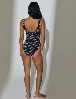 Polka Dot Padded Square Neck Swimsuit