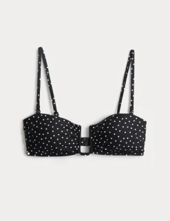 Polka Dot Padded U-Wire Bandeau Bikini Top