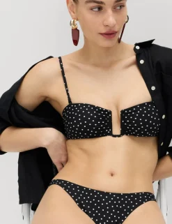 Polka Dot Padded U-Wire Bandeau Bikini Top