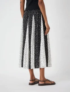Polka Dot Pleated Midaxi Skirt