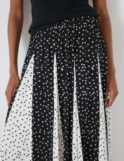 Polka Dot Pleated Midaxi Skirt