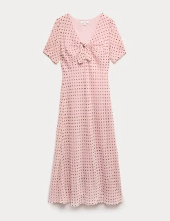 Polka Dot Puff Sleeve Midaxi Tea Dress