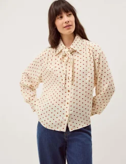 Polka Dot Scarf Detail Shirt
