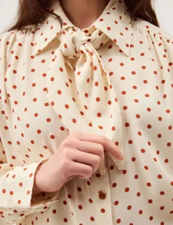Polka Dot Scarf Detail Shirt