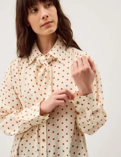 Polka Dot Scarf Detail Shirt