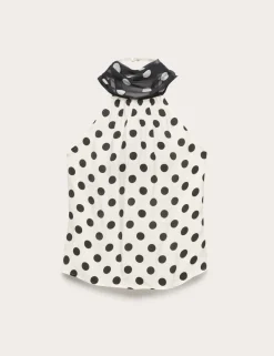 Polka Dot Scarf Detail Top