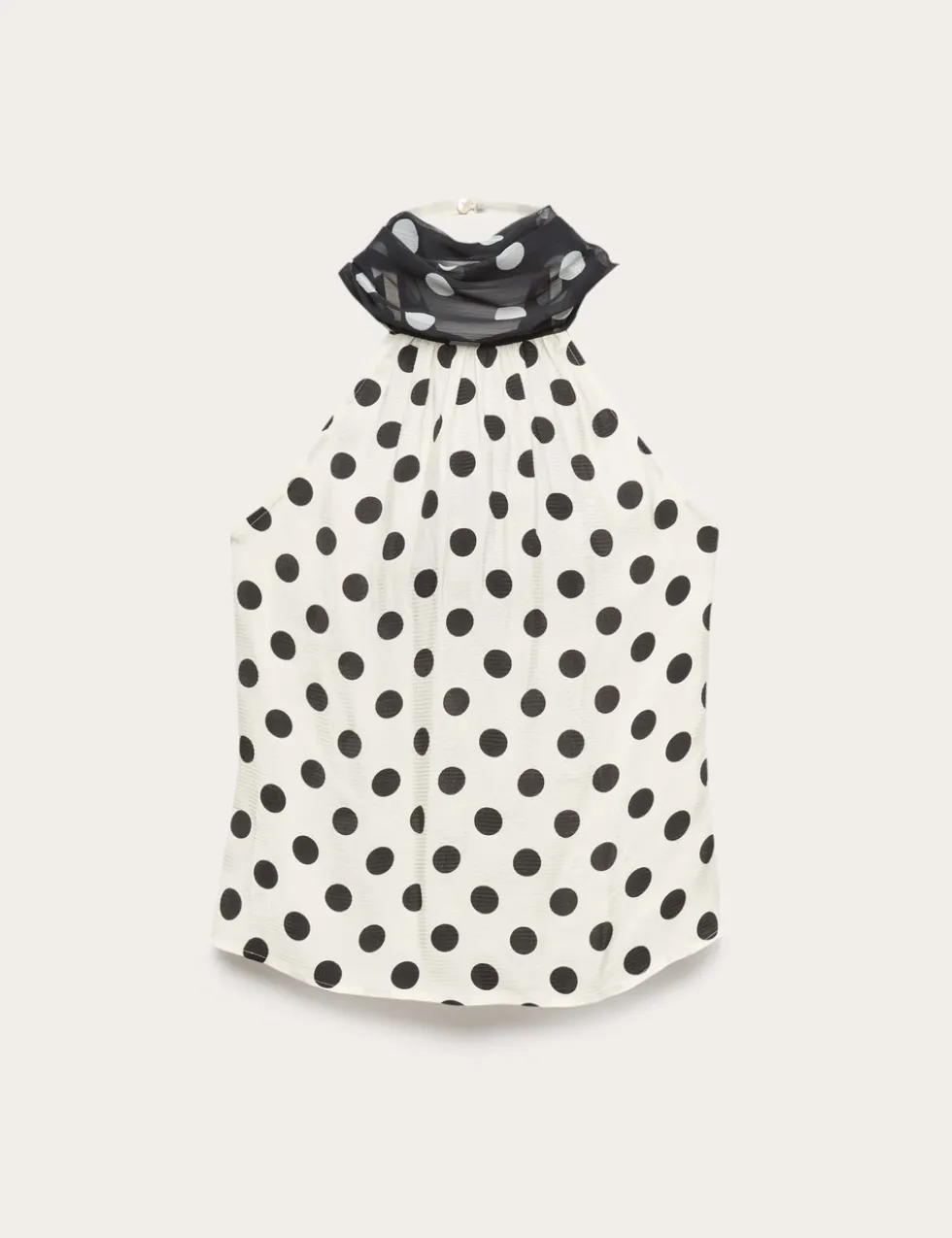 Polka Dot Scarf Detail Top