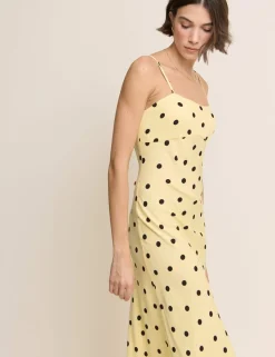 Polka Dot Square Neck Maxi Slip Dress