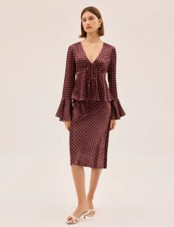 Polka Dot V-Neck Blouse