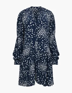 Polka Dot V-Neck Mini Smock Dress