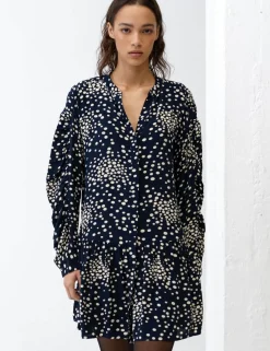 Polka Dot V-Neck Mini Smock Dress