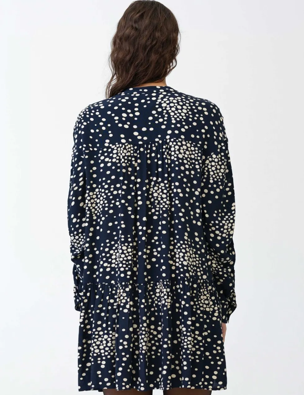 Polka Dot V-Neck Mini Smock Dress