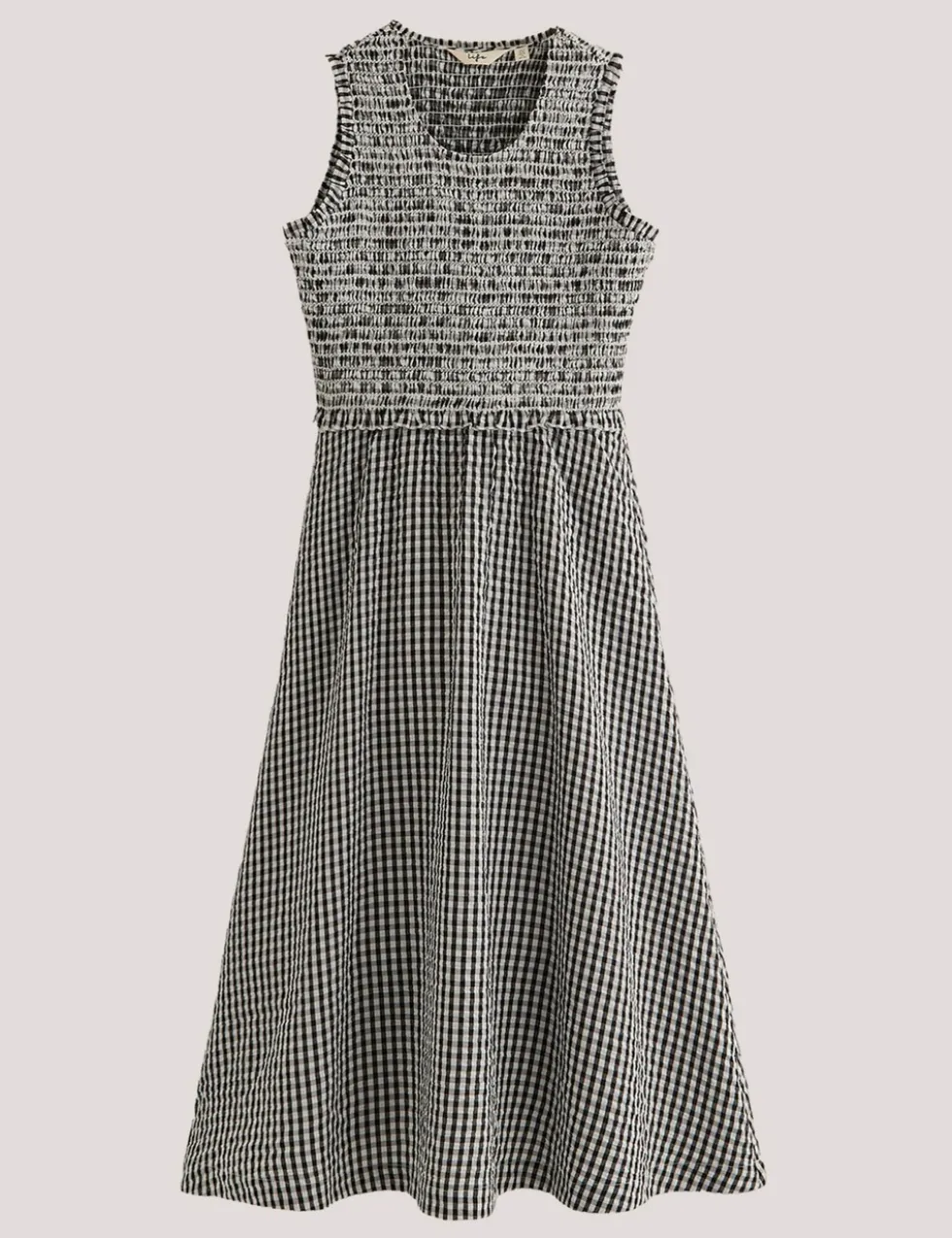 Poloma Gingham Midi Shirred Dress