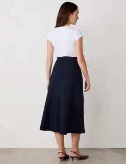 Ponte Jersey A-Line Midi Skirt