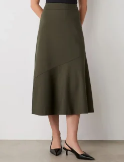 Ponte Jersey A-Line Midi Skirt