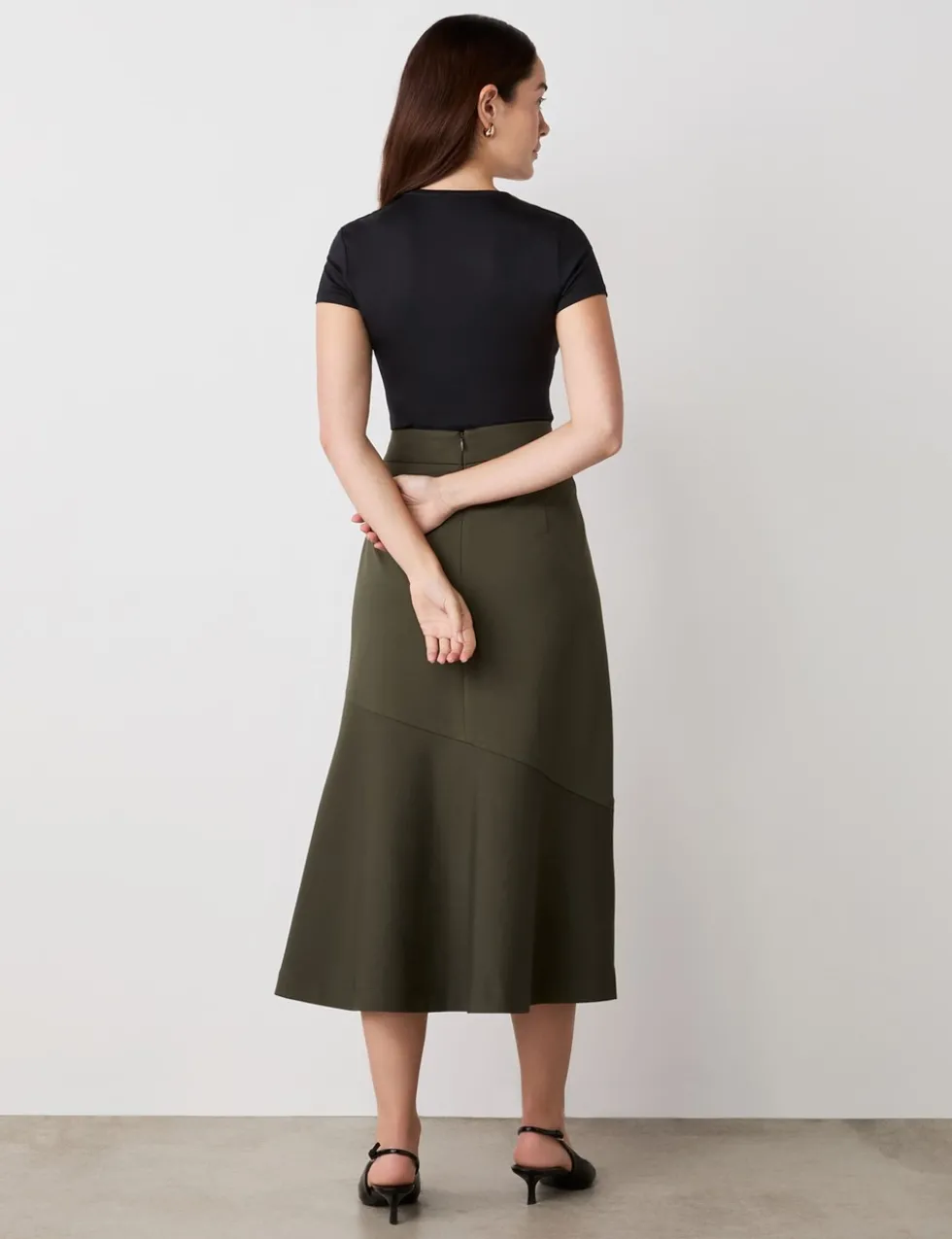 Ponte Jersey A-Line Midi Skirt